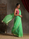 Parakeet Green Kota Doria Saree with Border & Tassles